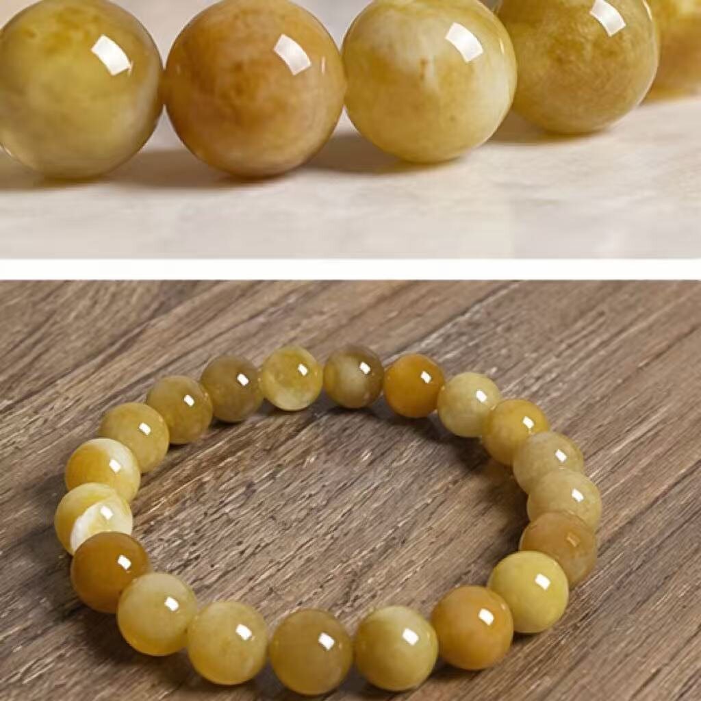 BR-018 golden silk jade beaded bracelet photo 2