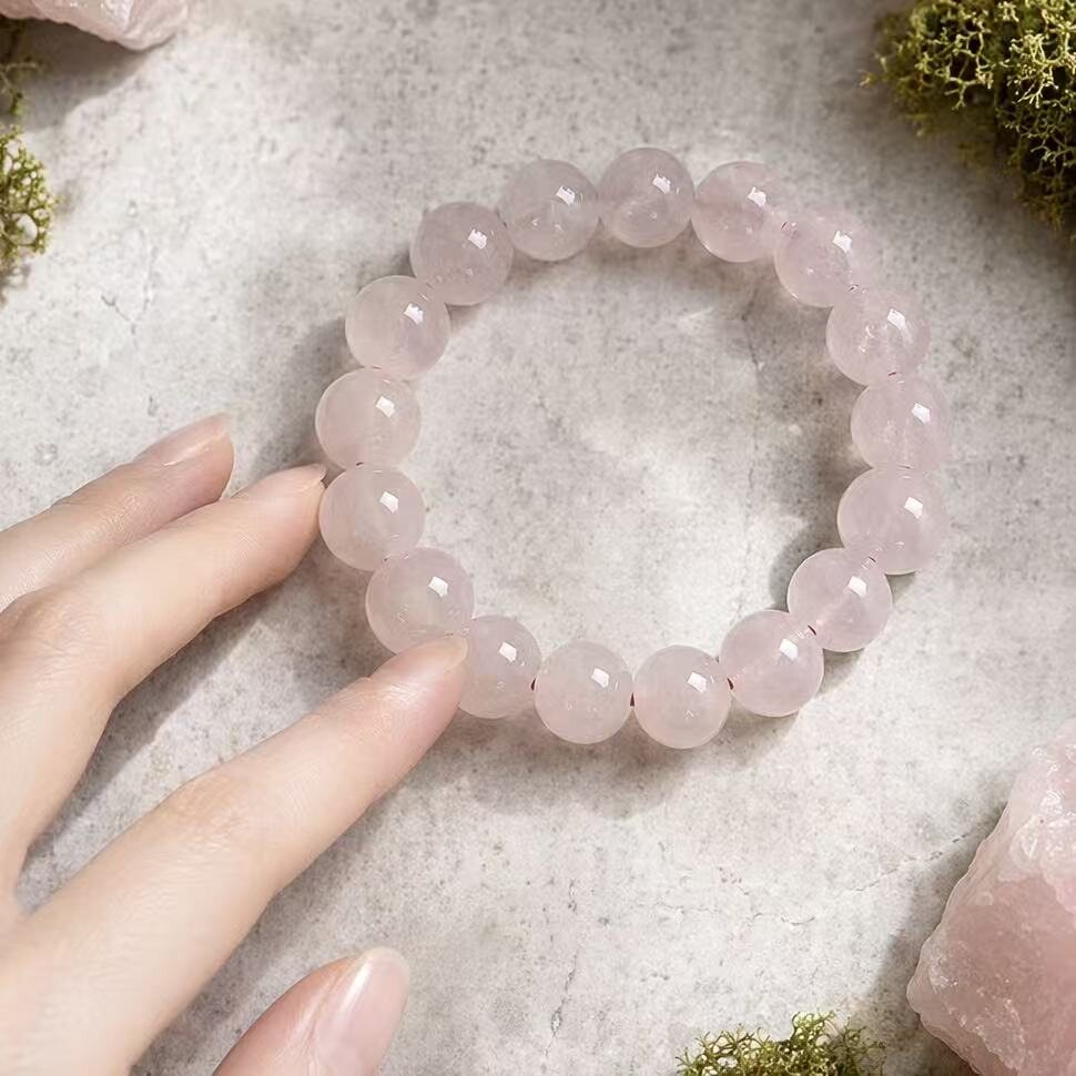 BR-020 rose quartz beaded bracelet photo 2