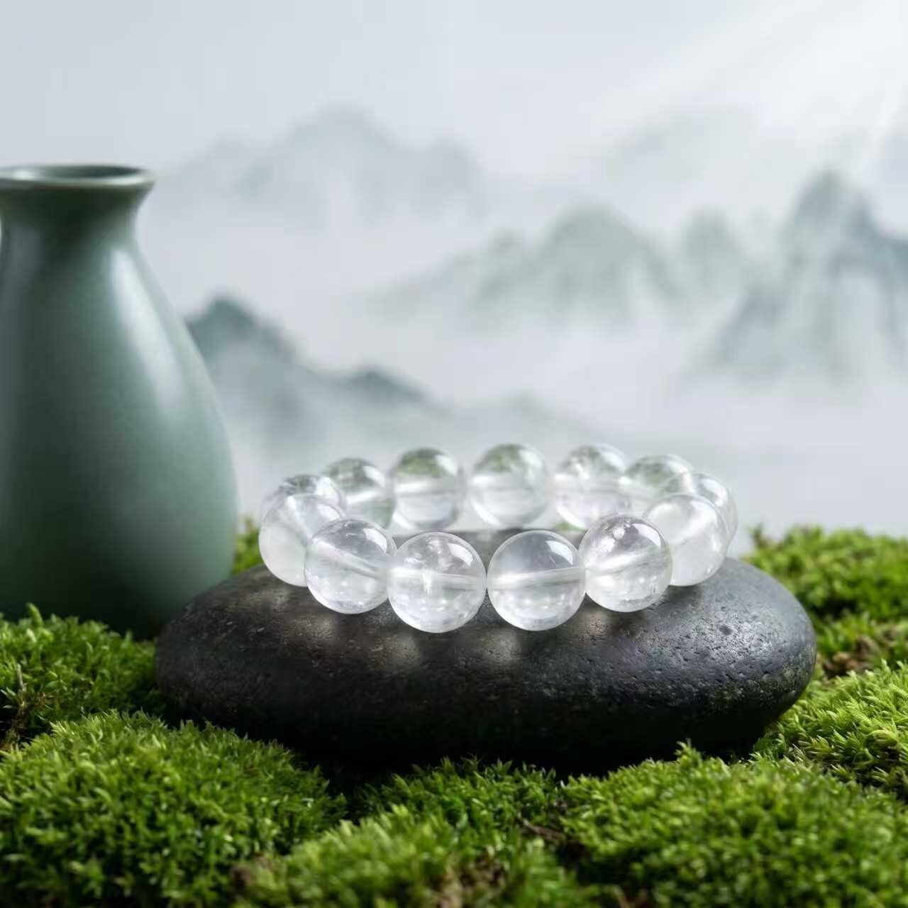 BR-027 milky white crystal beaded bracelet photo 5
