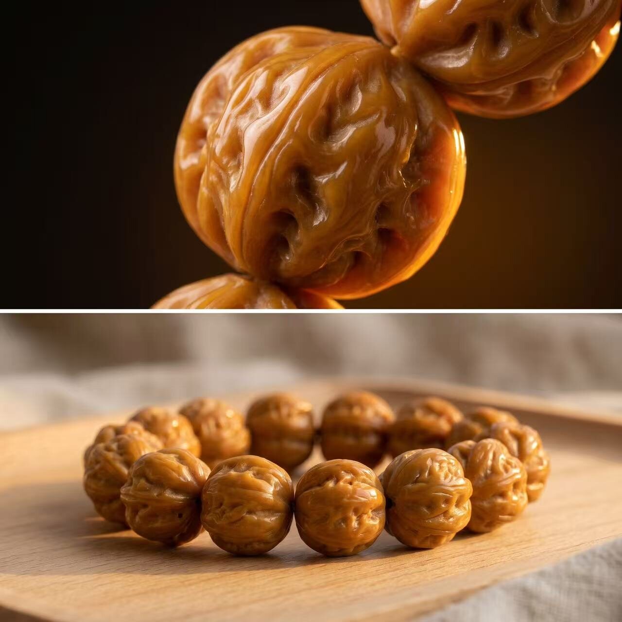 BR-029 carved monkey head walnut beaded bracelet photo 3