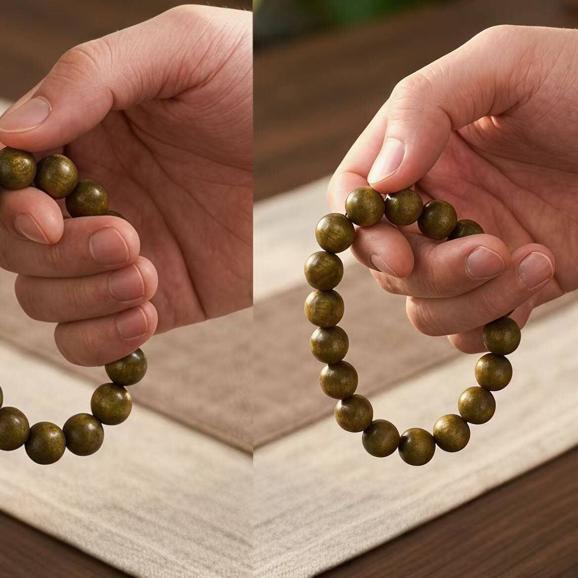 BR-032 golden silk nanmu beaded bracelet photo 4